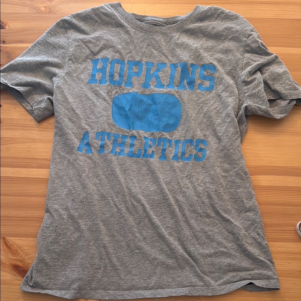Gray T-Shirt with Blue Hopkins Athletics Print